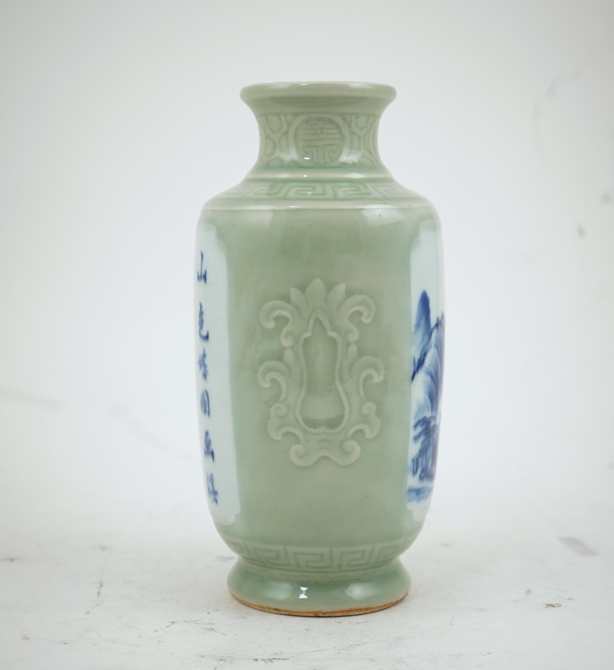 A Chinese celadon glazed landscape vase, 19th century